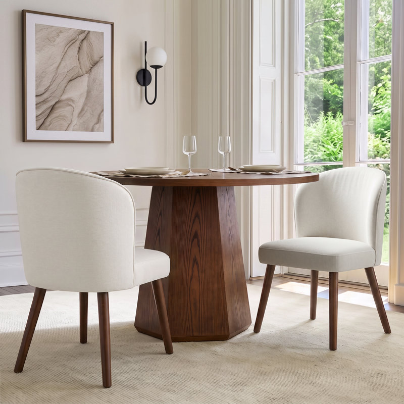 14cm H Upholstered Upholstered Back Dining Chair, 2, White