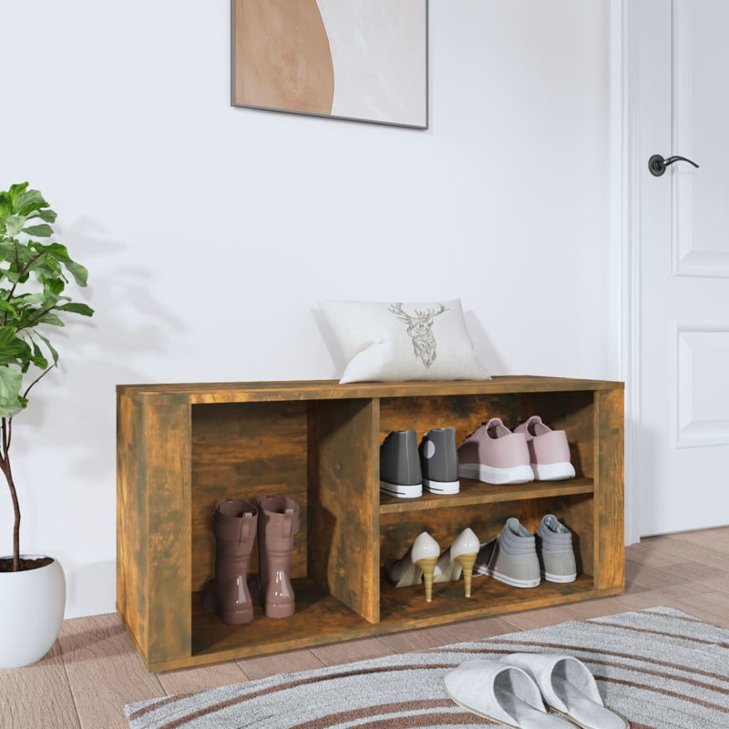 5 Pair Shoe Rack, Smoked Oak