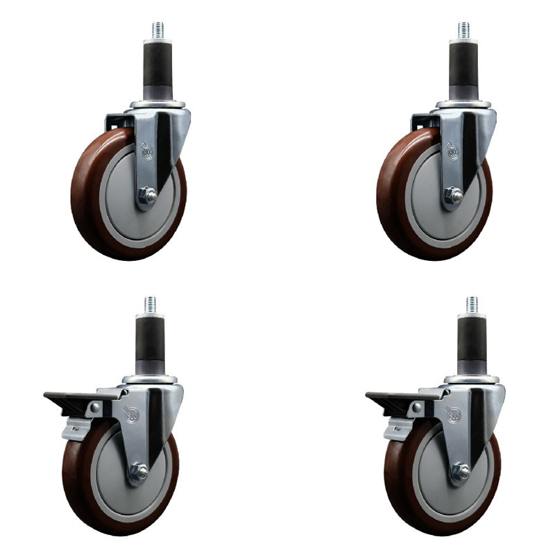 Ensemble de roulettes extensibles pivotantes en poly de 1 1/4 po à 2 freins SCC