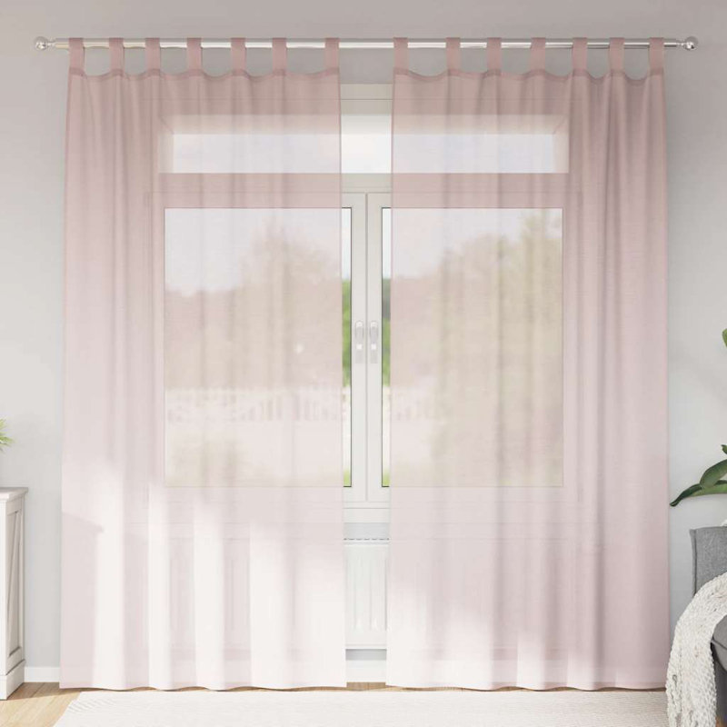 Semi Sheer Curtain Pair, Light Pink, 140cm Width x 245cm Drop