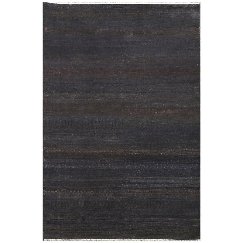 Tapis bleu denim et cuivre noué à la main de haute qualité