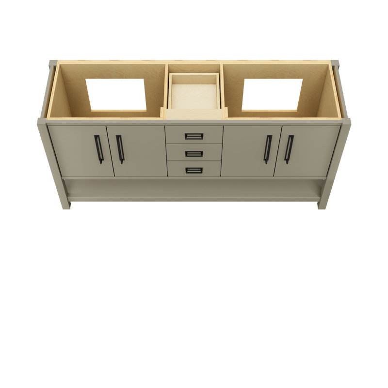 Kiawah Double Bath Vanity, French Olive, Matte Black, 72"