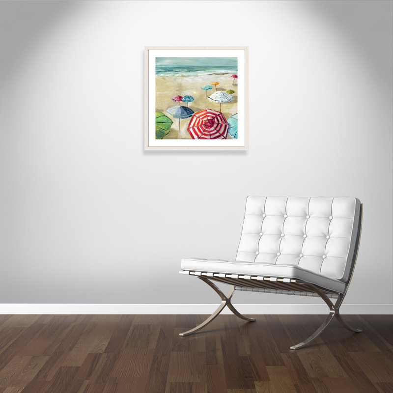 «Umbrella Beach II», reproduction encadrée, H 28 po x l 28 po x P 1,13 po