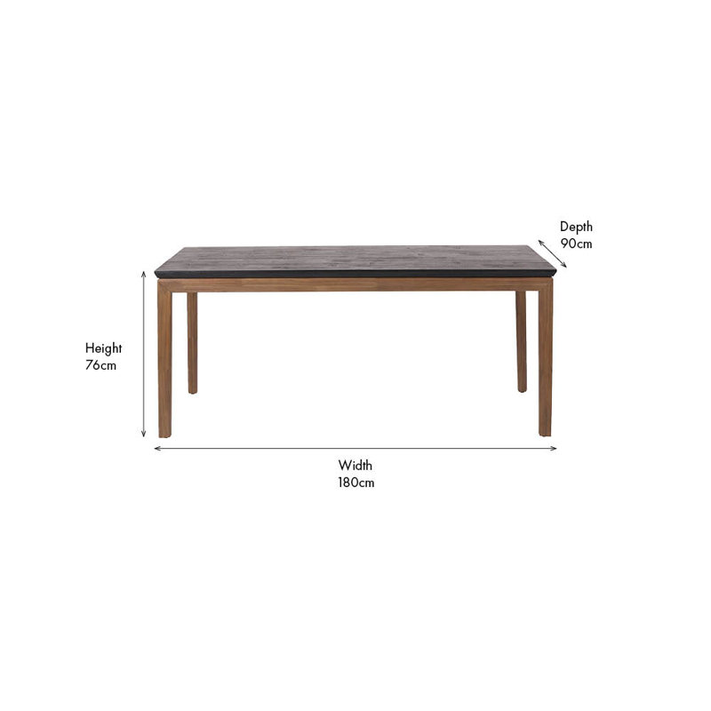Takierra Acacia Solid Wood Top Dining Table, Black/Brown