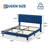 Queen Size Bed Frame Velvet Upholstered Platform with Adjustable Vertical Channel Tufted Headboard, No Box Spring Needed, Navy Blue-1371623000