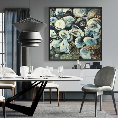 Oyster Shells Coastal Framed Canvas | Aquatic Animal Decor