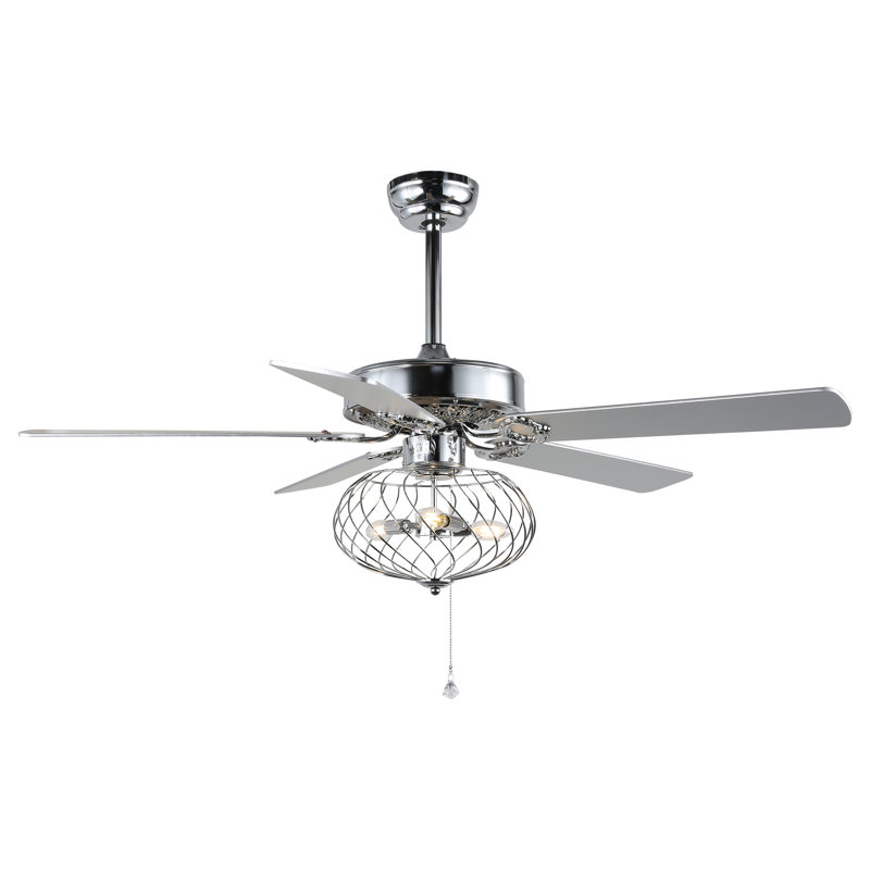 Malaptias Ceiling Fan with Light Kit, Black, 52"