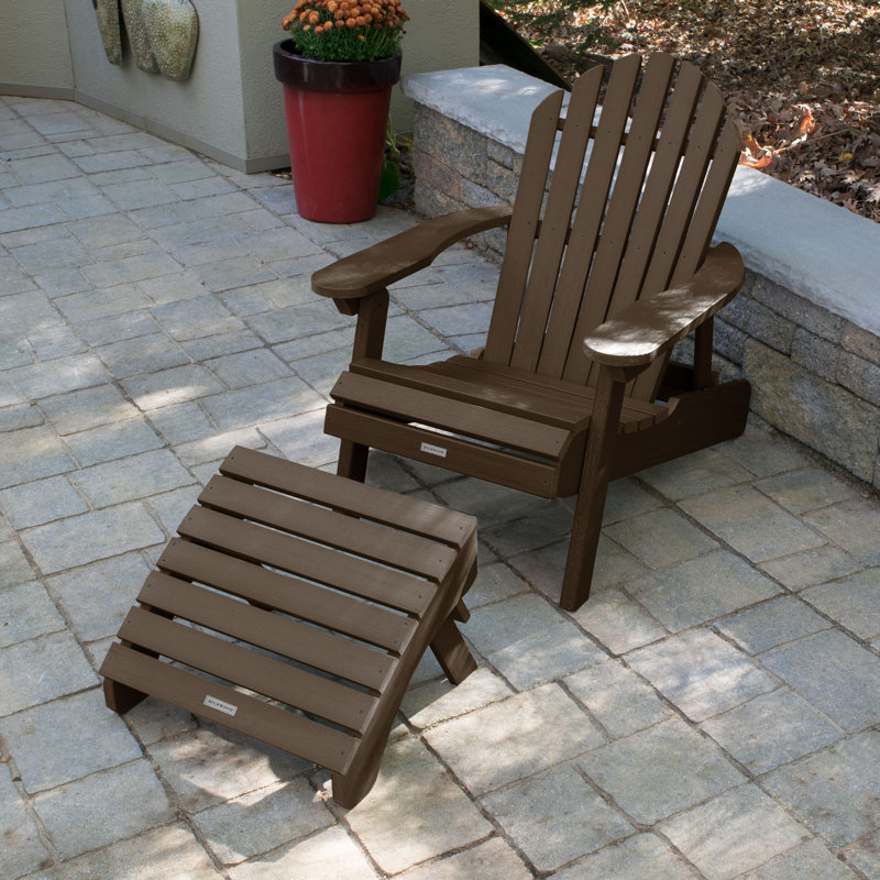 Anette 2-Piece Adirondack Chair and Ottoman Set, Weathered Acorn