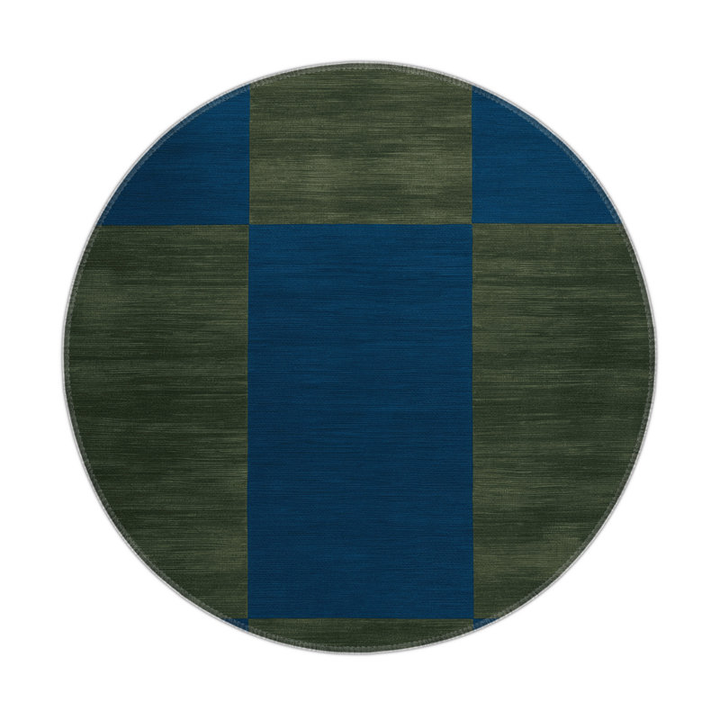 Checkered Green Indoor and Outdoor Area Rug, Rectangle 5' x 7'