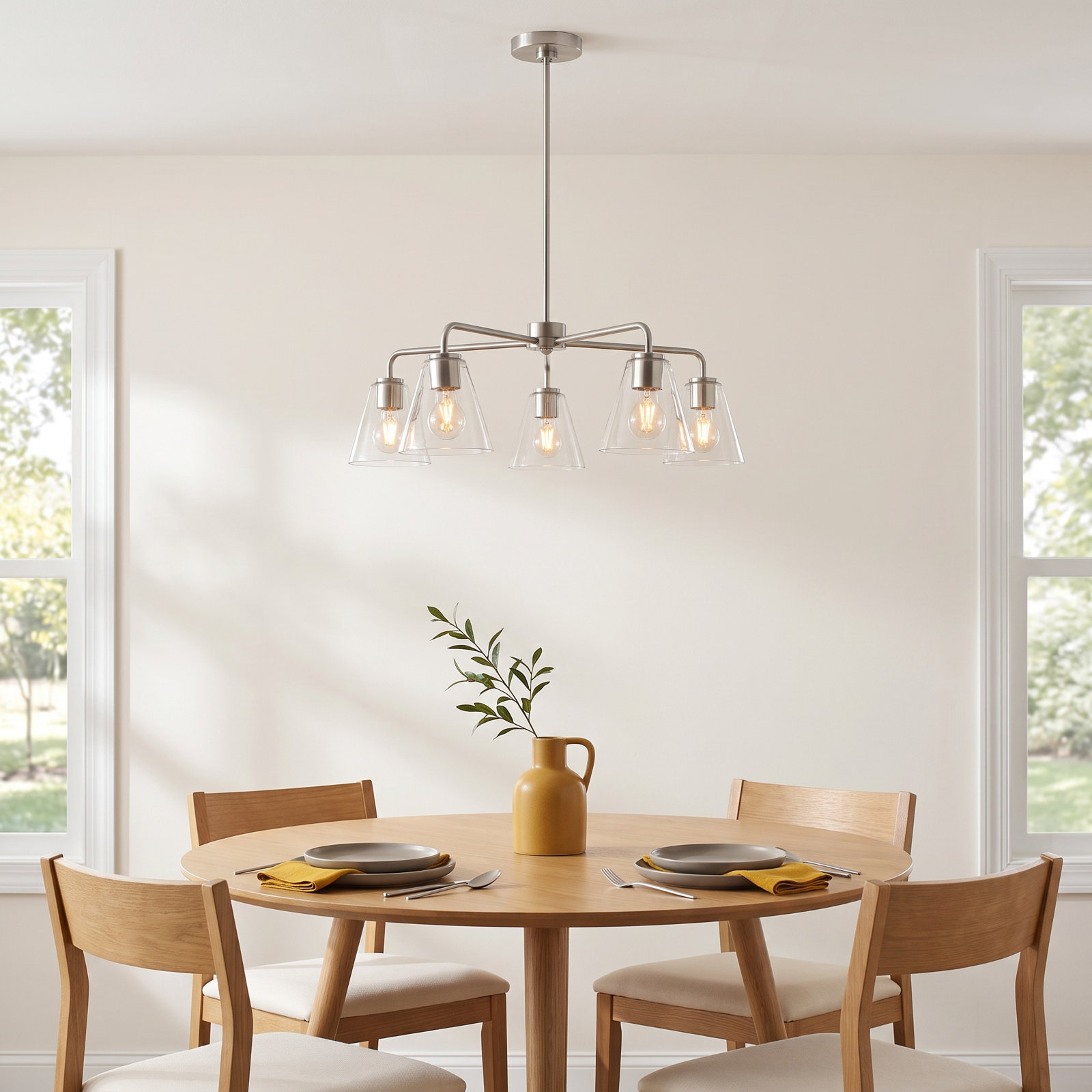 Hayden 5-Light Chandelier, Clear, Brushed Nickel