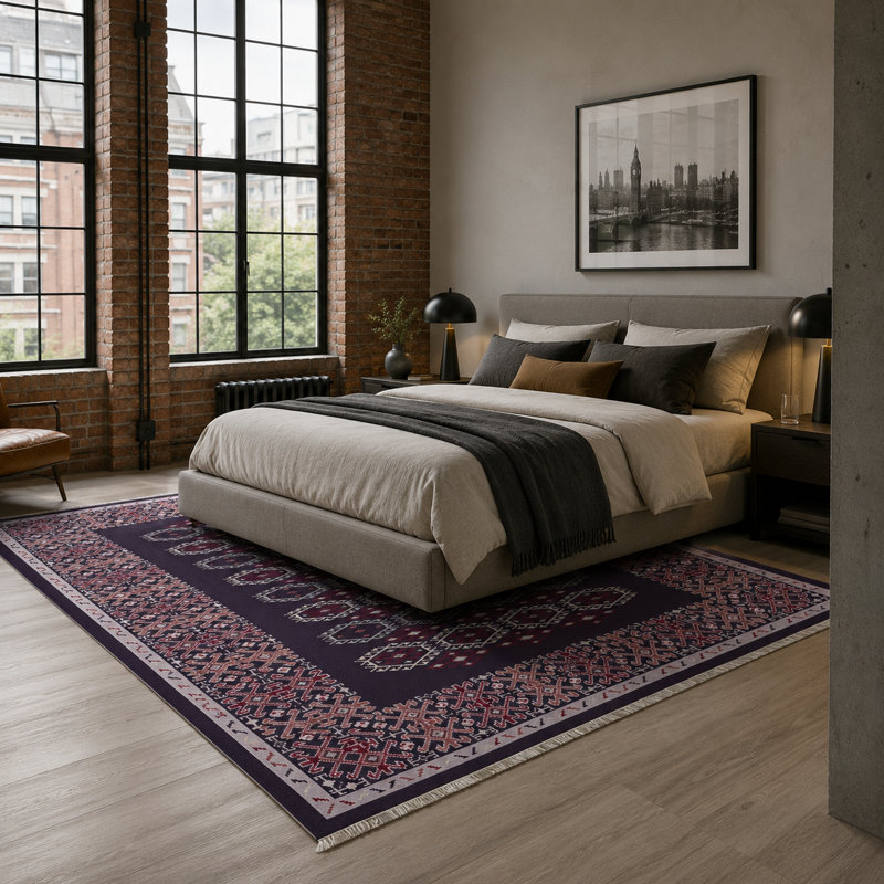 Oriental Cotton and Chenille Flatweave Area Rug, 80 x 300 cm