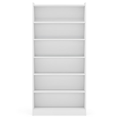 Bibliothèque moderne blanche 78 "à 7 niveaux avec rangement pour le salon, le bureau et la chambre à coucher