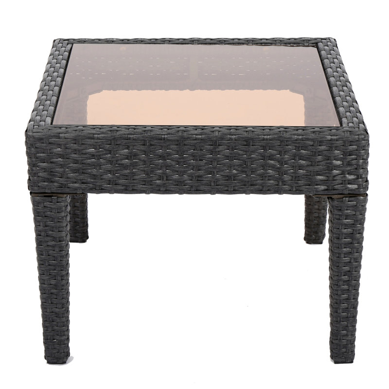 Grey Accent Table For Outdoors - And Rain Outdoor With Tempered Glass To Harsh Conditions, Gray