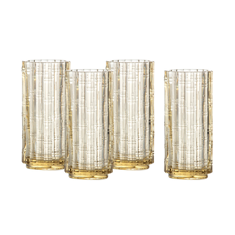 Fortessa Mahalo Stackable Glass, 11 Oz. Double Old Fashioned (Set of 4), Ginger Gold, Ginger Gold, 11.5 fl oz
