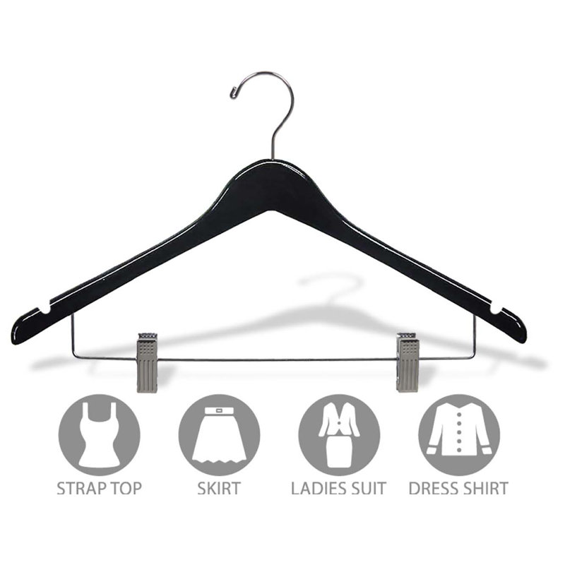 Yahir Wood Hangers With Clips, 100