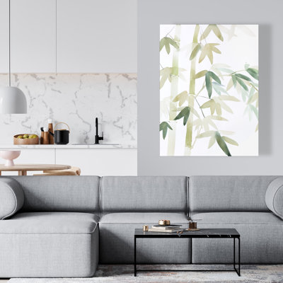 Watercolor Bamboo Leaves Canvas - Bathroom Decor | Home Art