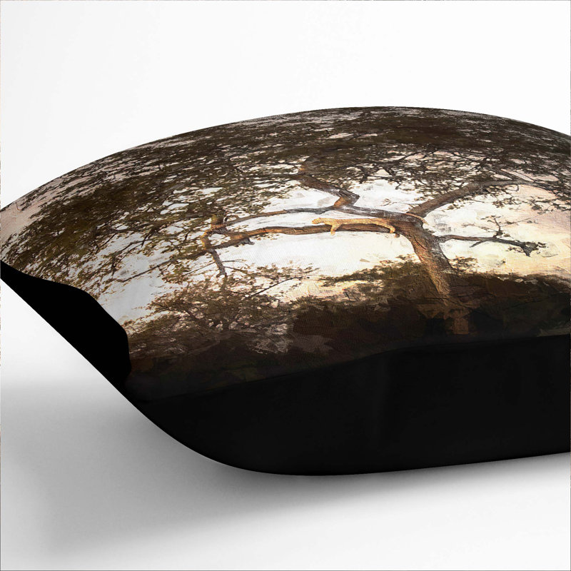 Leopard Siesta Cushion with Filling, Black, 40cm H x 40cm W x 15cm D