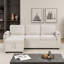 Canapé-lit en L 83,5 po convertible beige avec méridienne réversible, rangement, ports USB et porte-gobelets-1104167048