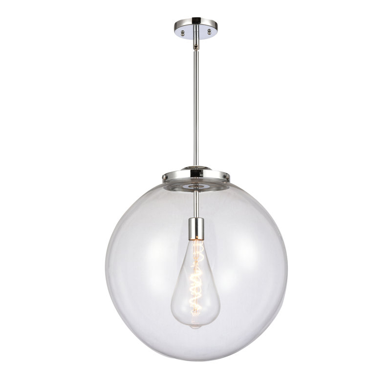 Luminaire suspendu sphère 1 lumière Frederick, H 19 po x l 18 po x P 18 po, Clair, Noir mat