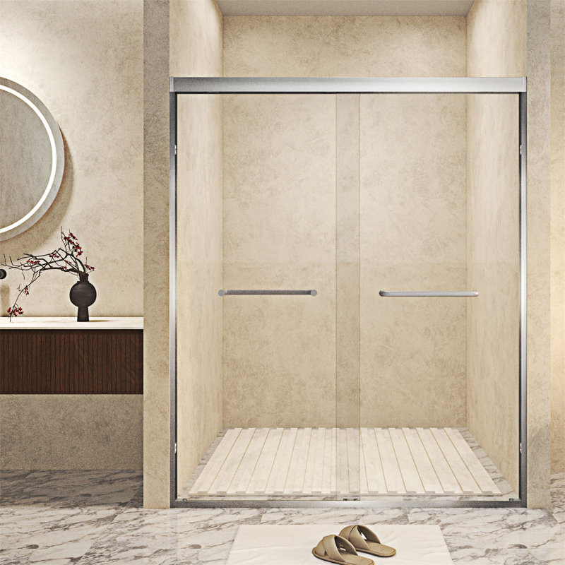 Double Sliding Shower Door, Brushed Nickel