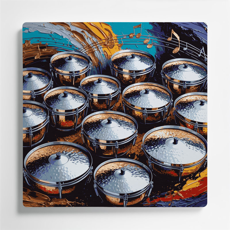 «Music Steel Drums», art mural en métal noir, H 12 po x l 12 po