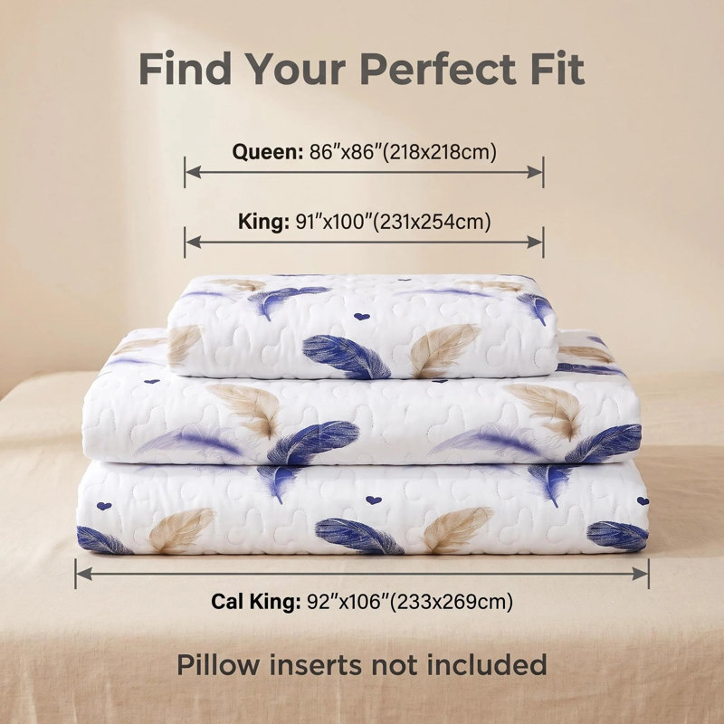 Ensemble de couette réversible 3 pièces en microfibre bleu marine et or à plumes avec 2 taies d'oreiller, Très grand lit