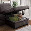 Chenille brune, canapé-lit modulaire, dimensions de 94 pouces, rangement orienté vers la droite, console rabattable, porte-gobelets, tissu chenille à ressorts ensachés avec méridienne de rangement, lit escamotable, console et