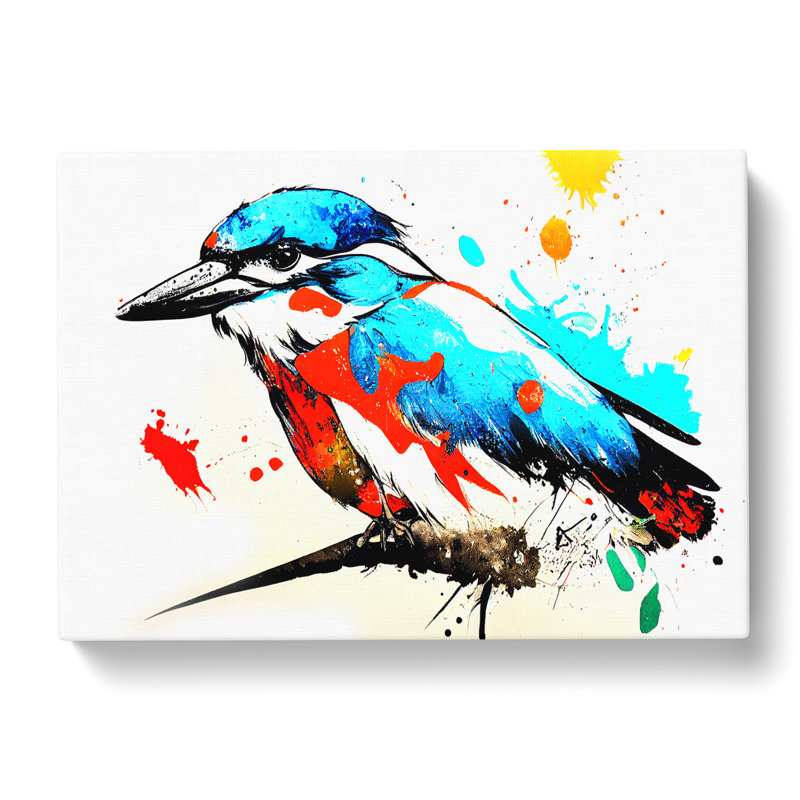 Kingfisher Bird Splash Vol.4 Abstract - Wrapped Canvas, 50cm H x 76cm W x 3cm D