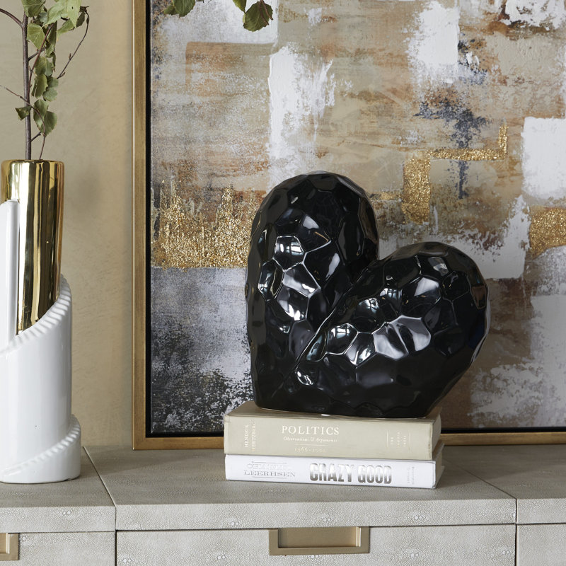 Almera Abstract Figurines & Sculptures, 7.75" H x 4.05" W x 7.95" D, Black
