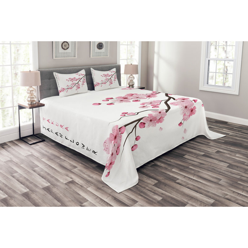 Milliron Floral Bedspread with Pillow Shams, 220 x 264 cm