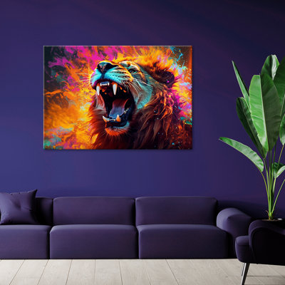 Lion Roaring Abstract - Wrapped Canvas Print