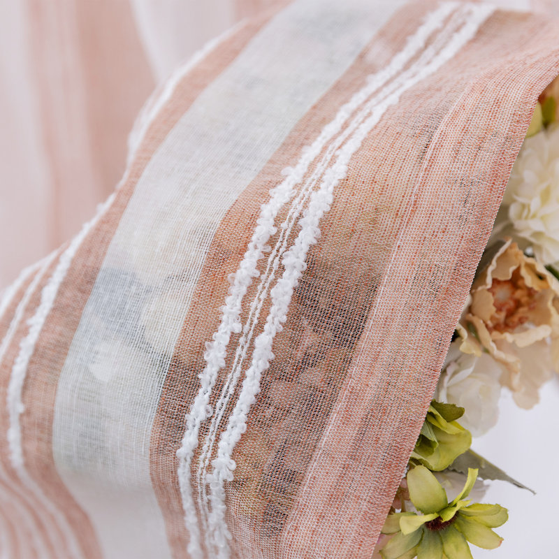 Paire de rideaux transparents avec passe-tringle Farmhouse, Rose, L 52 po x H 96 po