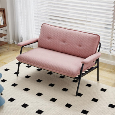 53"W Upholstery Mini Corduroy Loveseat Sofa,Sofa Chair With Metal Legs