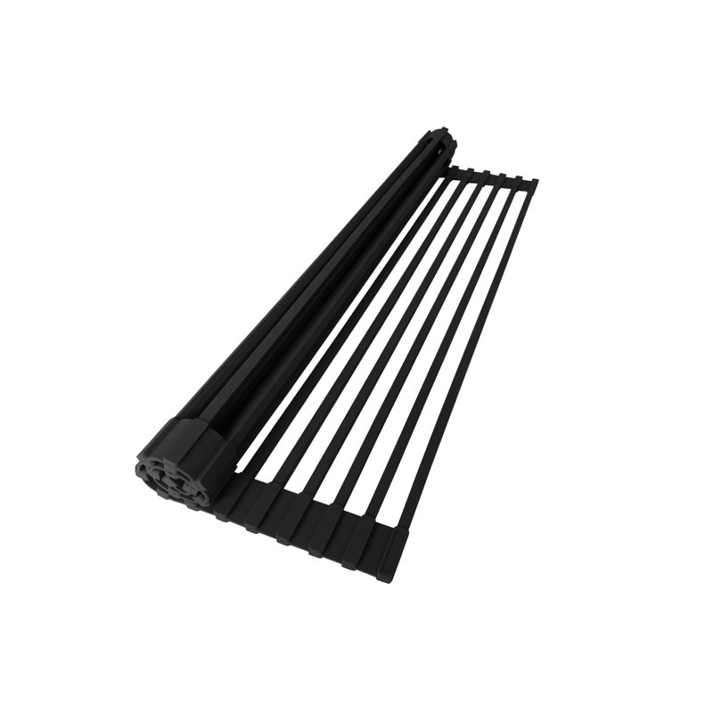 Égouttoir à vaisselle flexible enroulable pour le dessus de l'évier de 20 po STYLISH, Noir