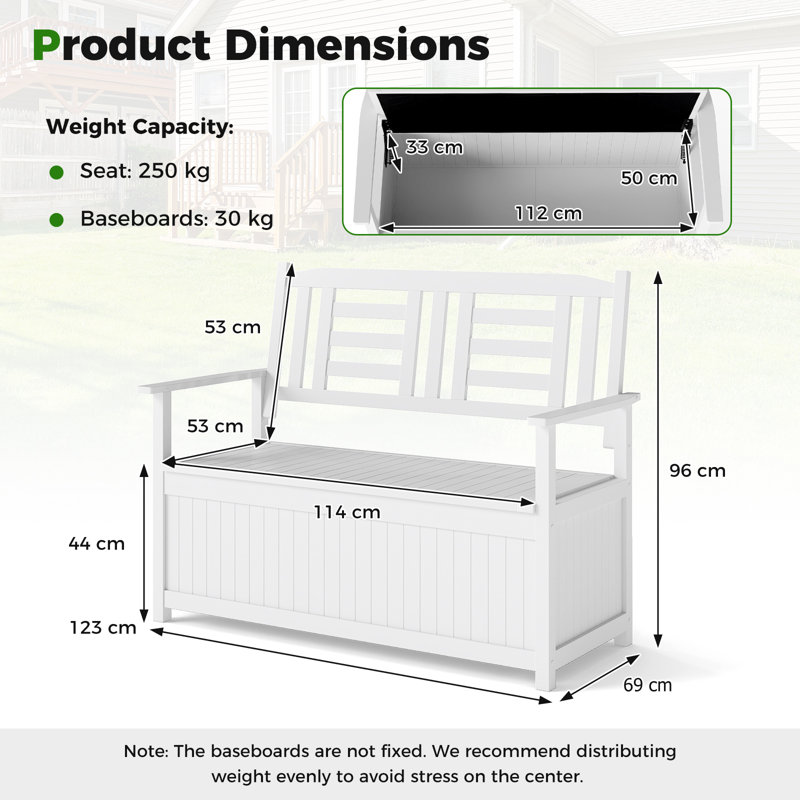 Solid Wood Outdoor Bench, White