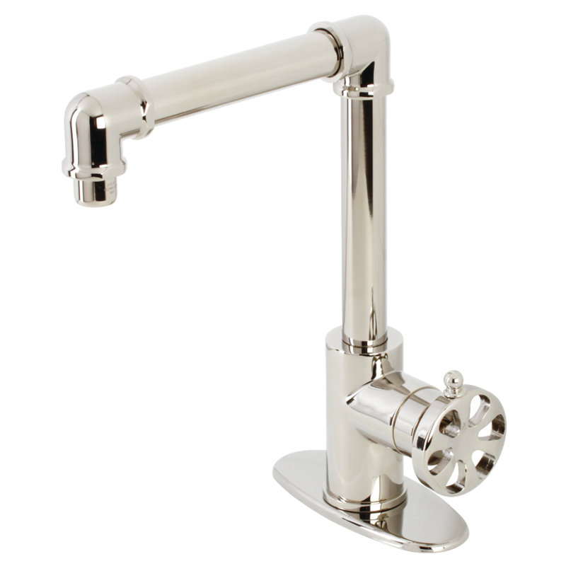 Kingston Brass Belknap Single-Handle 1-Hole Deck Mount Bathroom Faucet with Push Pop-Up, Polished Nickel