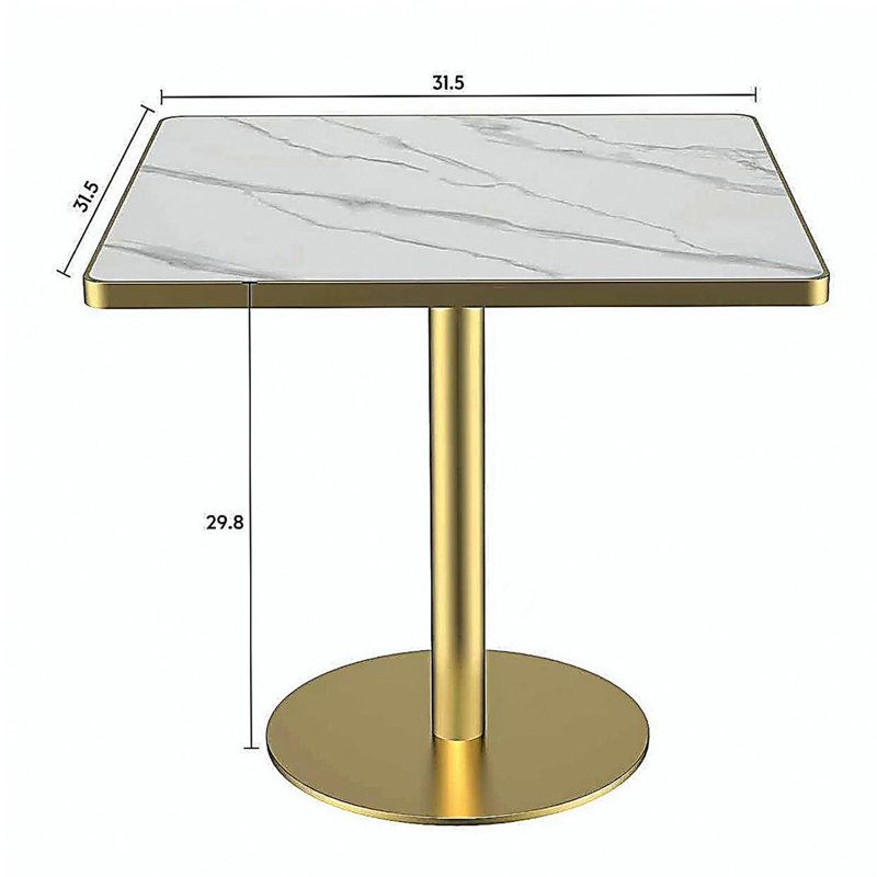 Table carrée bistro moderne tulipe 31,5 pouces avec plateau en faux marbre, facile à assembler, structure en métal robuste