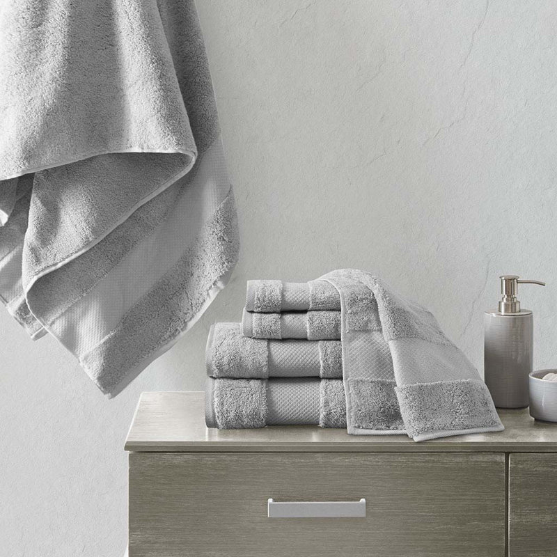 Gracie Mills Forrest Splendor  Cotton 6 Piece Towel Set, Grey 623gsm