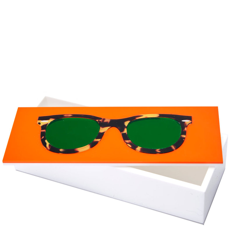 Trinket Decorative Box, Orange/Green/White