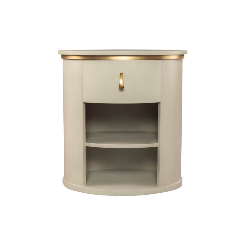 Aliyanah 60cm W Solid Wood Bedside Table, Light Grey