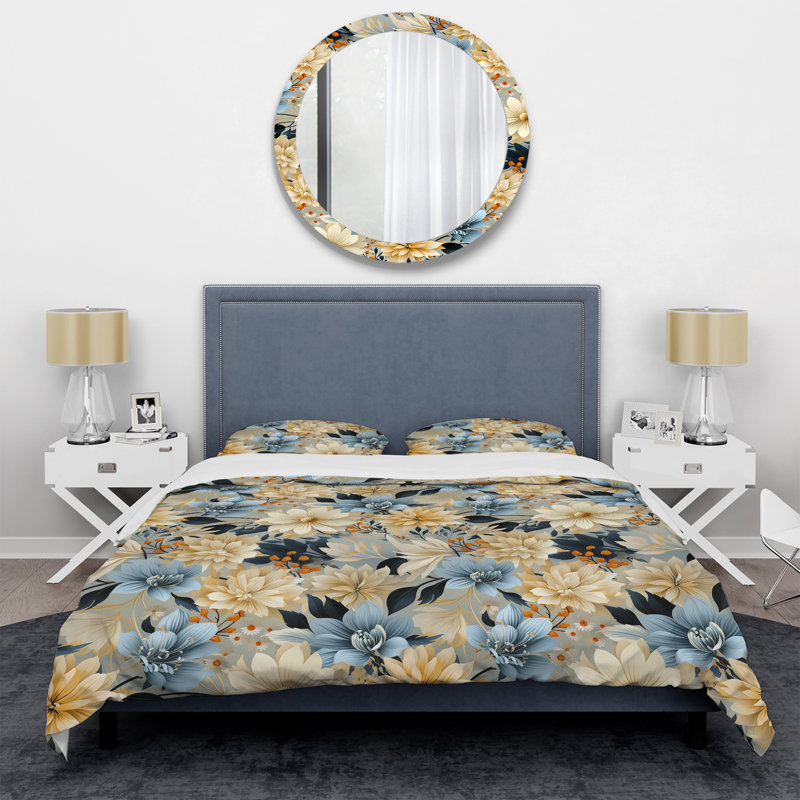 Ensemble de housse de couette Blue Boho Floral Harmony Dreams II, null