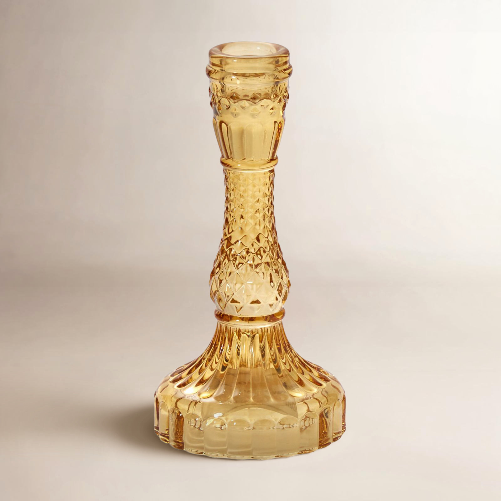 Eliana Glass Candlestick Holder, Amber