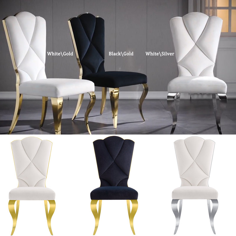 Kemonta Upholstered Dining Chair, White, Silver