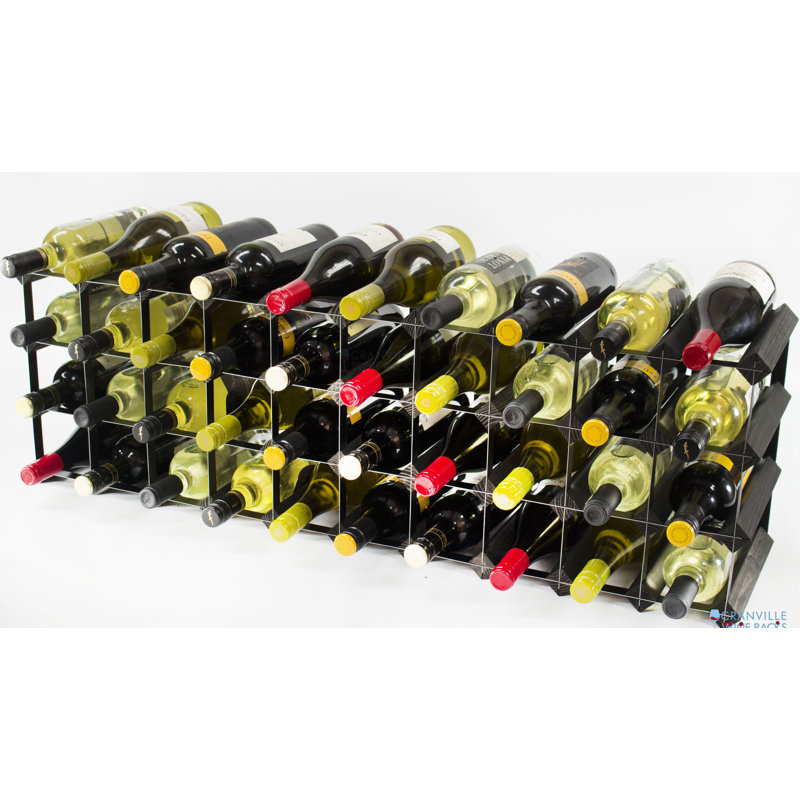 Felica 40 Bottle Floor Wine Bottle Rack, Black Stained / Galvanised Steel