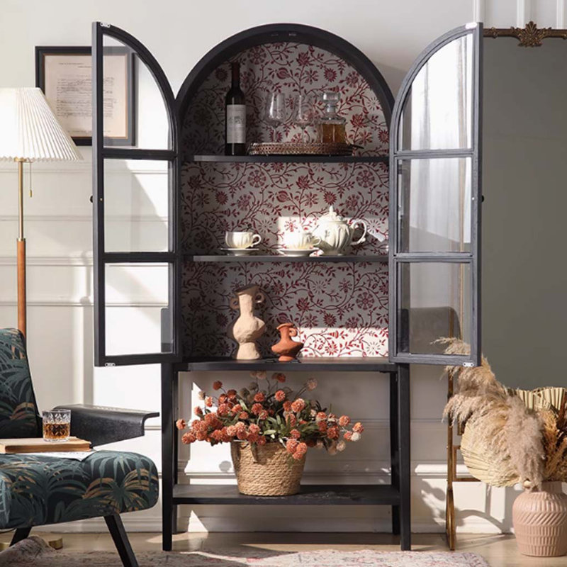 Vitrine porte vitrée de style rétro, Noir