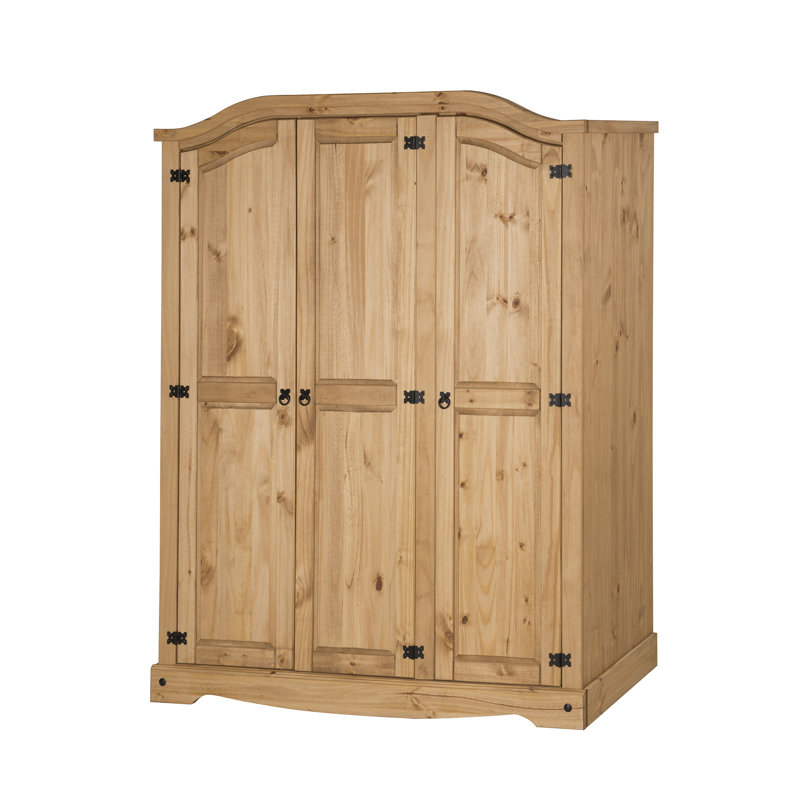 Palmea 3 Door Solid Wood Wardrobe, Antique Wax