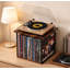 Organisateur de caisses de présentation pour disques vinyles avec plateau en bois et cadre en métal