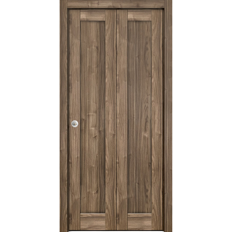 Panelled Wood Quadro Bi-Fold Door, 60" x 84", Walnut