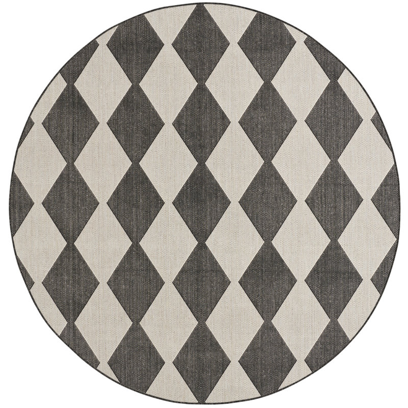 Rectangle Positano Indoor/Outdoor Area Rug, Round 6', Black