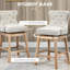 2 tabourets de bar rembourrés, couleur crème, siège d'une hauteur de 30 po, pivotant à 180 °, pieds en bois d'hévéa, tabourets de 2 chaises de hauteur, rembourrés et